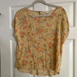 Pink Rose Peach flowered shirt size L